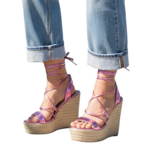 Allegra K Espadrilles Wedge Platform Sandals Womens 8.6 Pink Clubwear Party NWOT